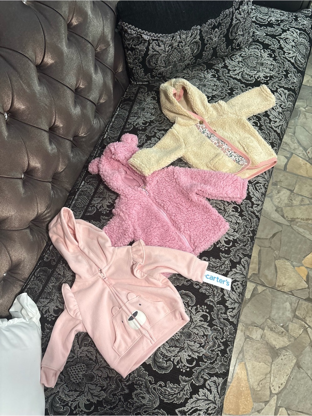 Carter's Pink, Light Pink & Cream Baby Hooded Jackets - 3 Pack